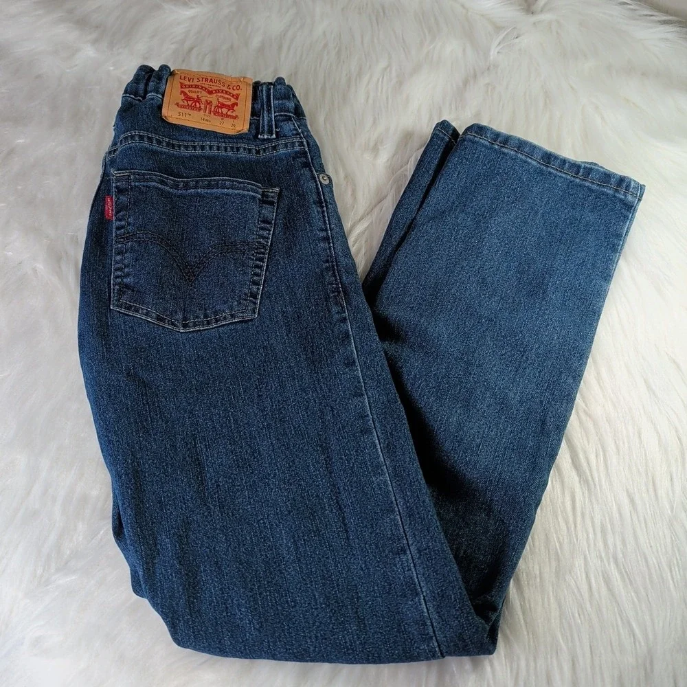 Levi's 511's Slim Jeans For Boys Size 14 Medium Blue Wash With Adjustable Band